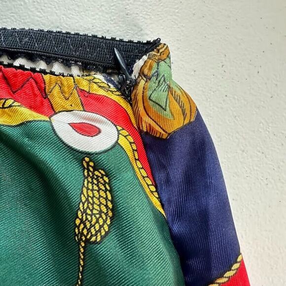 Le Temps des Cerises Midi Silk Skirt Retro Whimsy Artsy Art Royal Ruffle Small - Picture 6 of 7